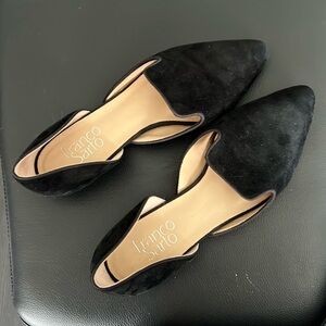 Franco Sarto black suede / velvet cutout ballet flats